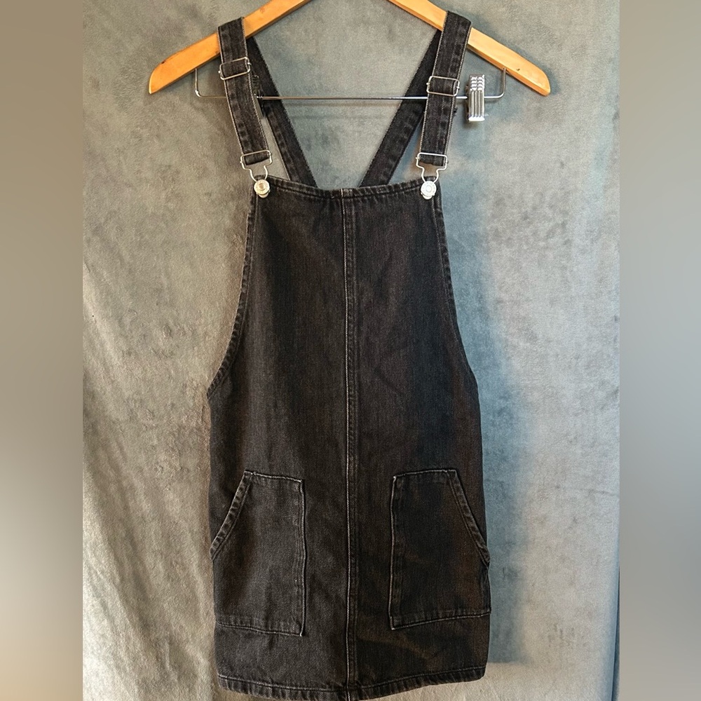 Topshop Charcoal moto overall dress